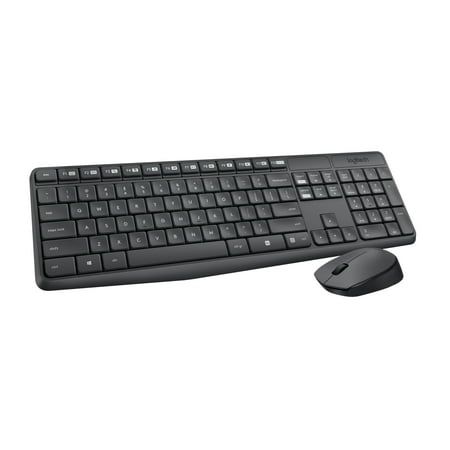 Logitech® MK235 Wireless Straight Full-Size Keyboard &amp; Ambidextrous Optical Mouse Black