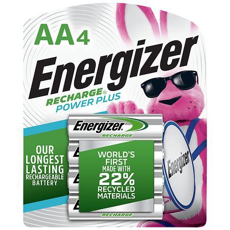 Energizer 4pk Power Plus Rechargeable AA Batteries: 2300mAh, 1.2V, Silver