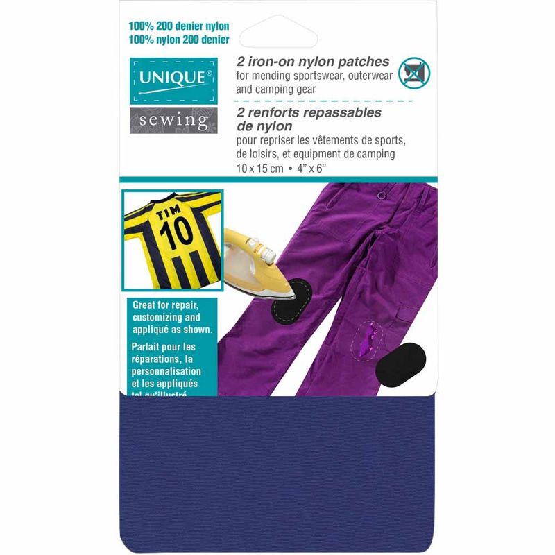 Unique 2 Pk Iron-on Nylon Patches - 4" X 6" Navy