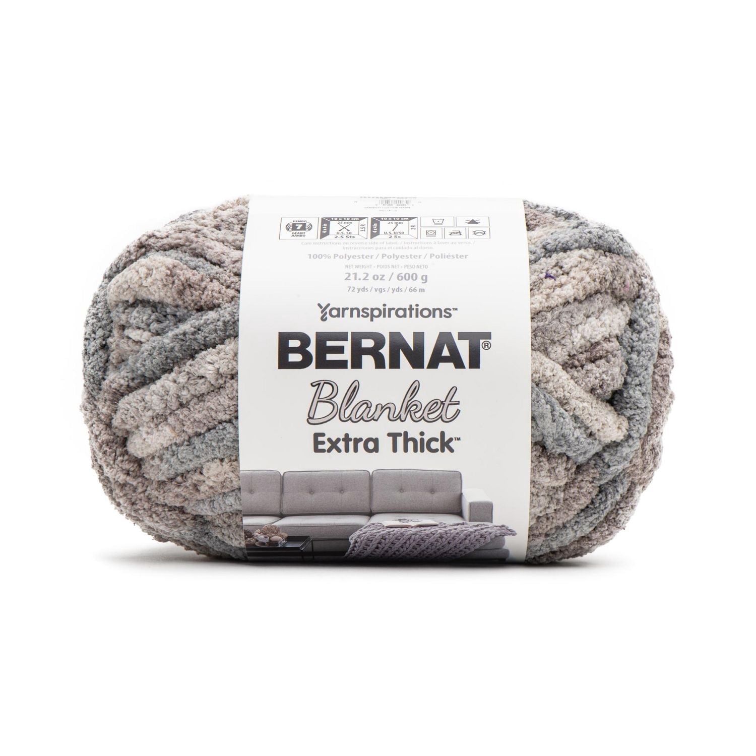 Bernat Blanket Extra Thick #7 Jumbo Polyester Yarn, Dove 21.2oz/600g 72 Yards