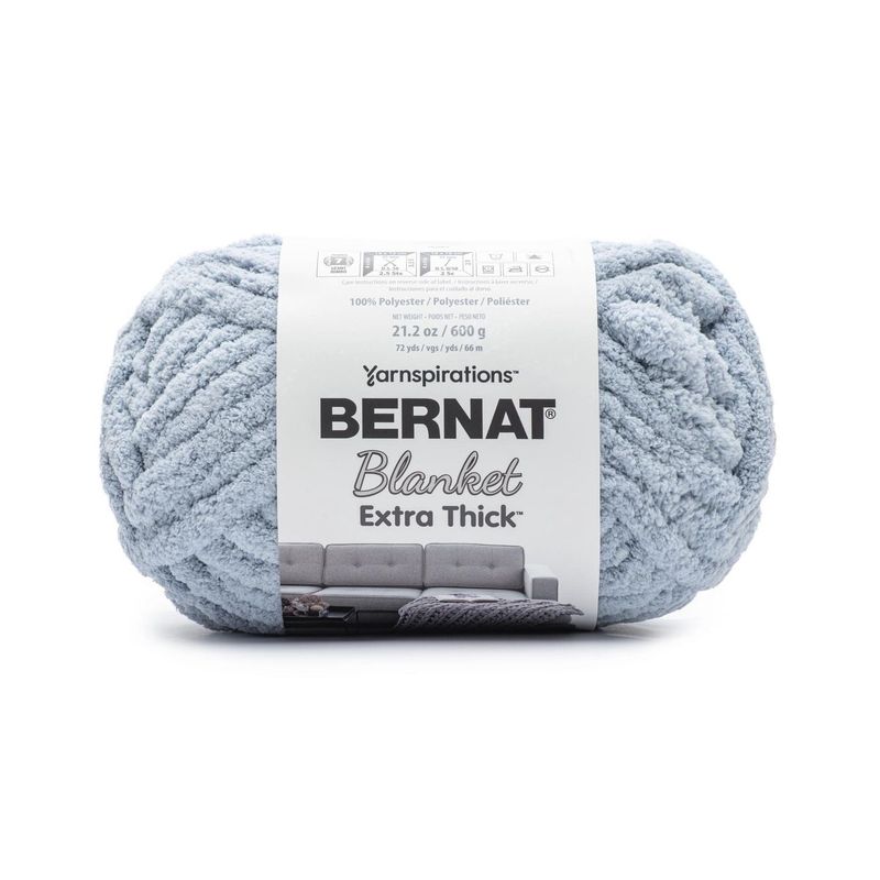 Bernat Blanket Extra Thick #7 Jumbo Polyester Yarn, Fog Blue 21.2oz/600g 72 Yards