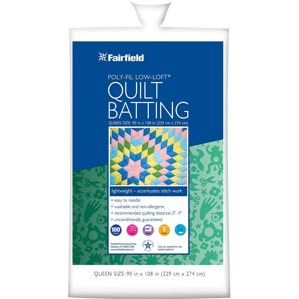 Fairfield Poly-fil Low Loft Quilt Batting - 90" x 108"