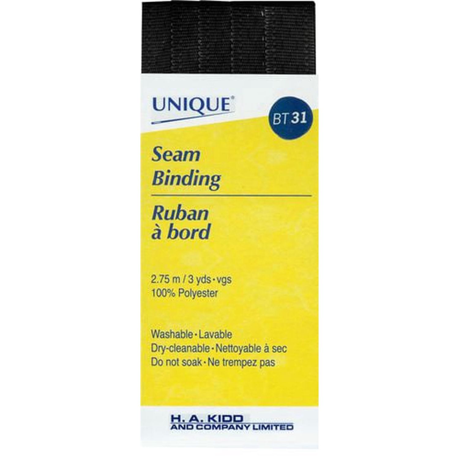 Unique Pretzels Unique Seam Binding, 14 Mm, Black (Rayon)
