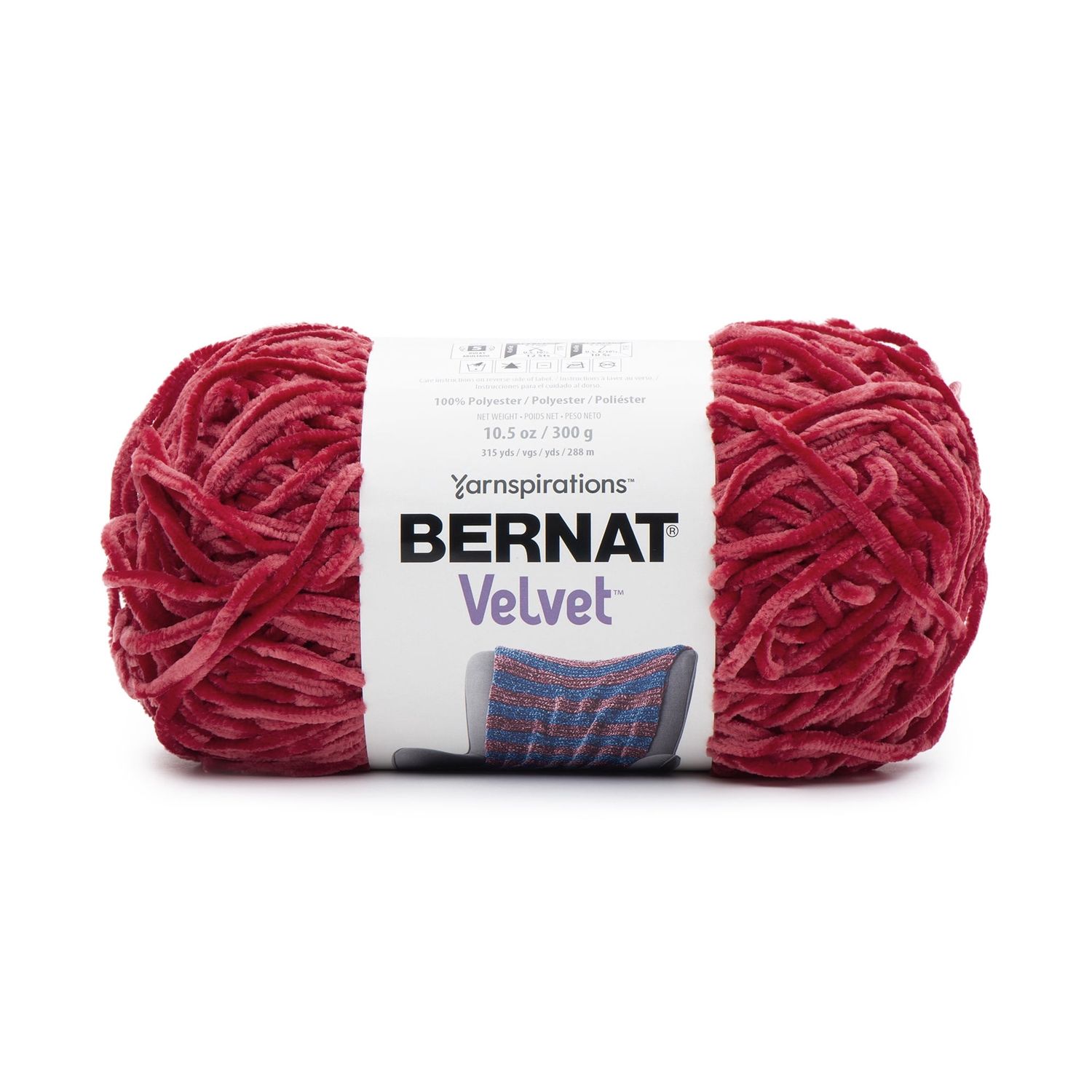 Bernat Velvet #5 Bulky Polyester Yarn, Red 10.5oz/300g 315 Yards