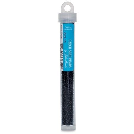 John Bead Czech Glass Seed Beads - Black 10/0 22 g vial