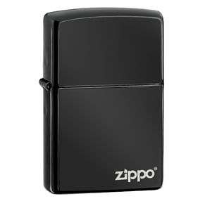 Zippo Logo High Polish Black Pocket Lighter