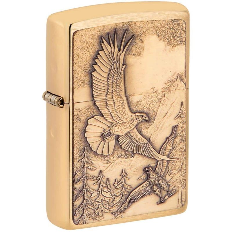 ZIPPO WHERE EAGLES DARE BRUSHED BRASS LIGHTER