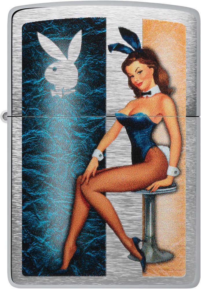 ZIP-48374 2024 Zippo Brushed Chrome Playboy Lighter