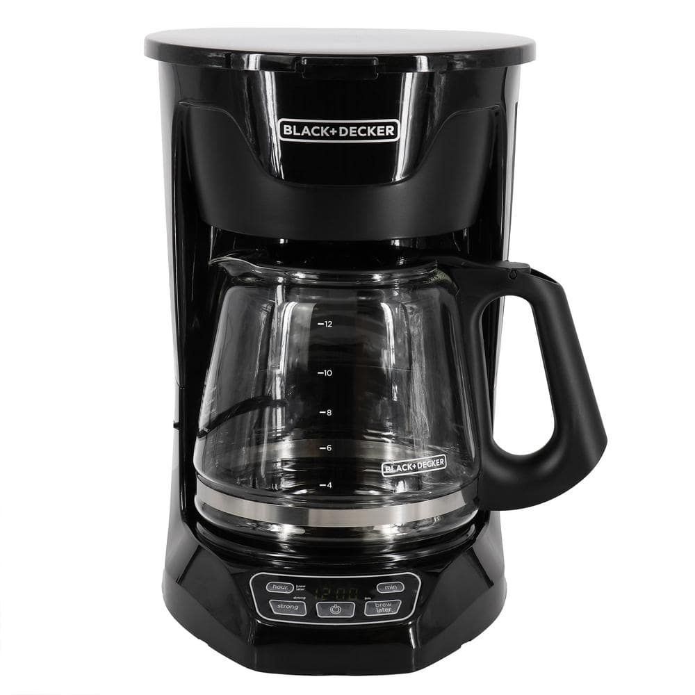BLACK+DECKER 12-Cup Programmable Coffeemaker with QuickTouch Controls Glass Carafe Auto Shut-Off Black CM1110B-1