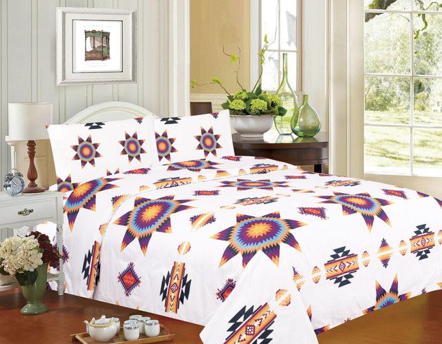 Nu Trendz White Starburst Sheet Set - Queen