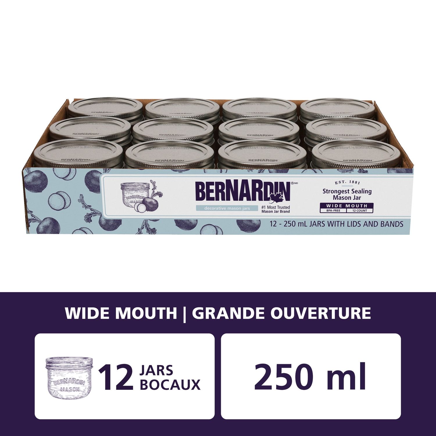 Bernardin Wide Mouth Jars - 250ml