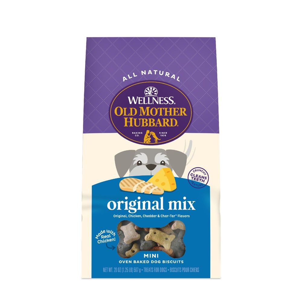 Old Mother Hubbard by Wellness Classic Crunchy Extra Original Assortment Biscuits Mini Baked with Chicken, Apple, Cheese and Carrot Dog Treats - 20oz