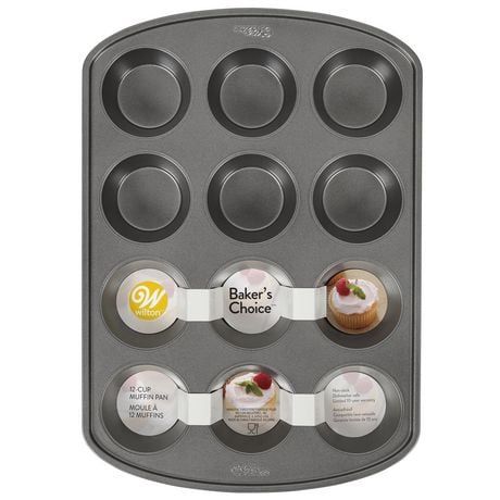 Wilton Baker's Choice Non-Stick Bakeware Standard 12-Cup Muffin Pan Grey Rectangular