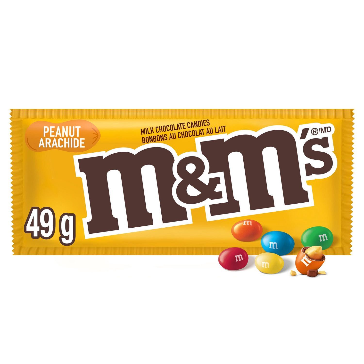 M &amp; M M &amp; m's, Peanut Milk Chocolate Candies, 49g Case