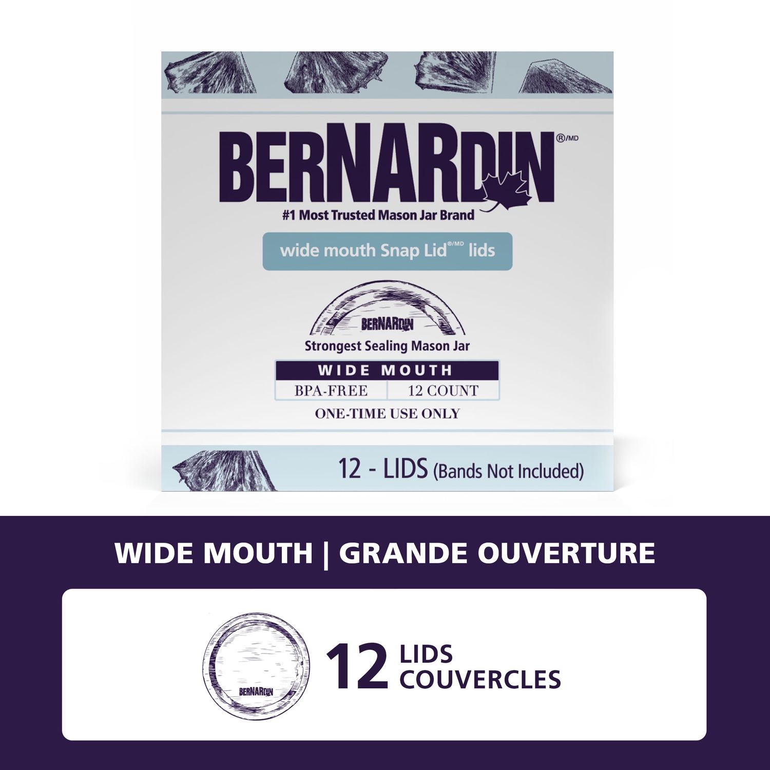 Bernardin Wide Mouth Snap Lids - 12 Pk