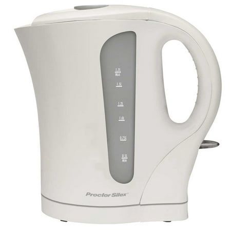 Proctor Silex 1.7 Liter Plastic Cordless Electric Kettle in White