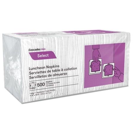 Cascades North River Luncheon Napkins 1 Ply 11 1/4 x 12 1/2 White 500/Pk 6000/Crtn