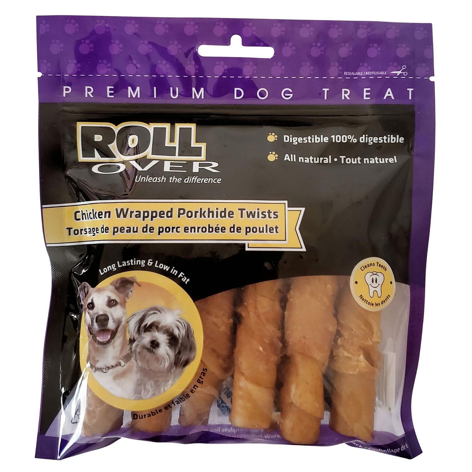 Rollover Premium Pet Food Ltd Rollover Chicken Wrapped Porkhide Twists Single Serve;n/A