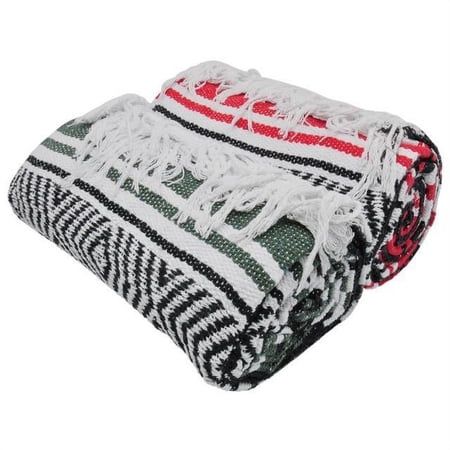 BlackCanyon Gear Falsa Blanket Rolled Cotton Blend OL124 Mexican Style Saddle Yoga Beach Blanket Aztec Throw Colorful Serape - 4FT x 6FT