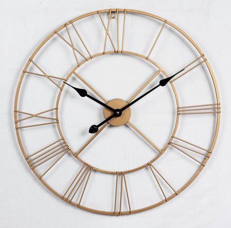 Homeaccent Rustic Metal Clock 20" Golden 20 In
