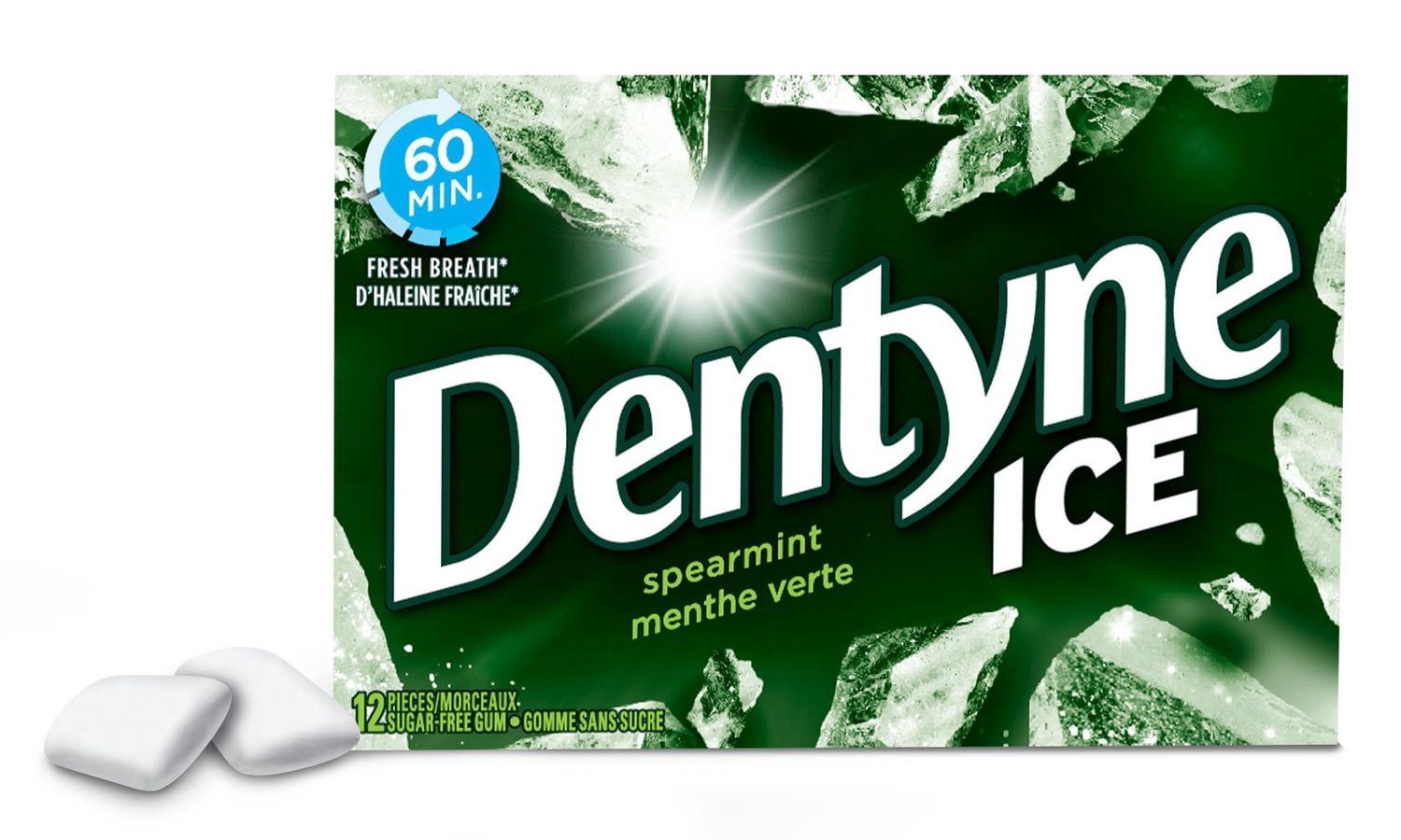 Dentyne Ice, Spearmint Sugar-Free Gum Pack, 12 Pieces