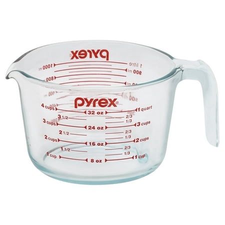 Pyrex Prepware 4-cup Measuring Cup Red Graphics Clear