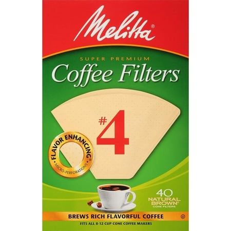 Melitta #4 Natural Brown Cone Coffee Filters 40 Ct