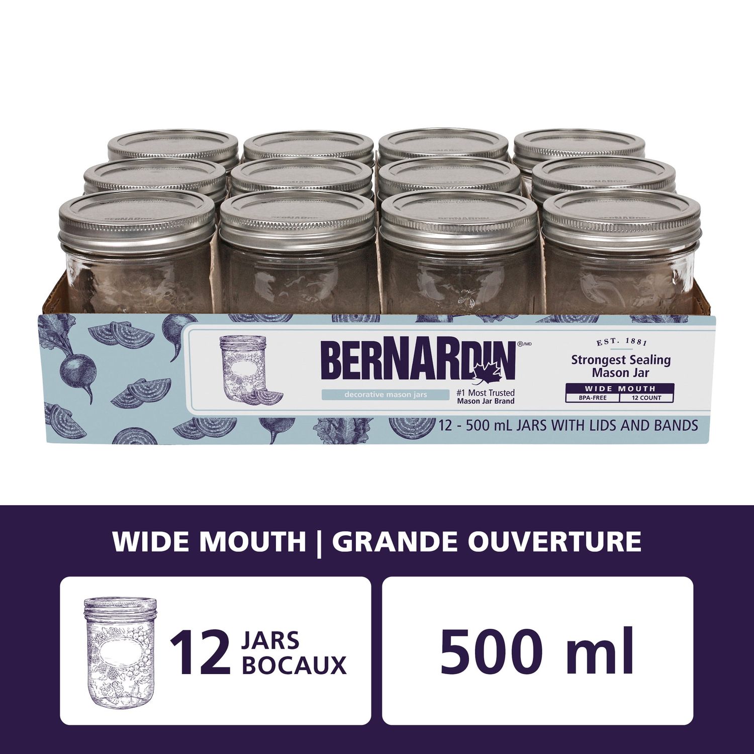 Bernardin Wide Mouth Jars - 500ml