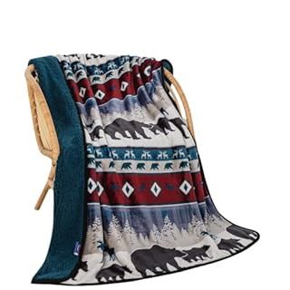 Nu Trendz Signature Designs Lodge Series Licensed Super Soft Throw Blanket with Sherpa Lining 50"x60" (Blue) (B09MQ6PM92)