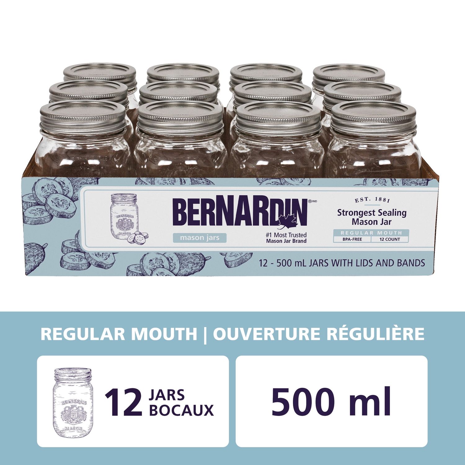 Bernardin Regular Mouth Jars - 500ml