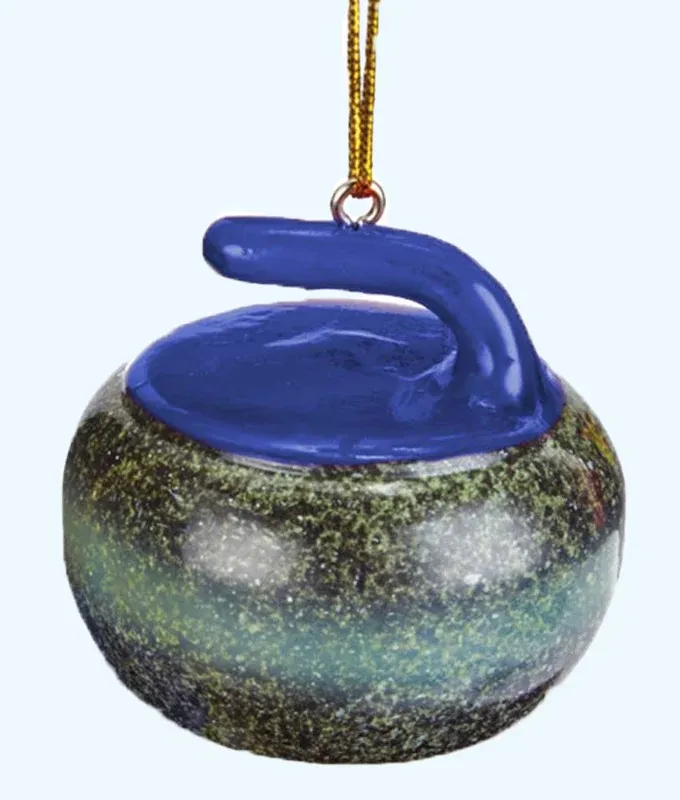 Goldline Curling Rock Ornament - Blue