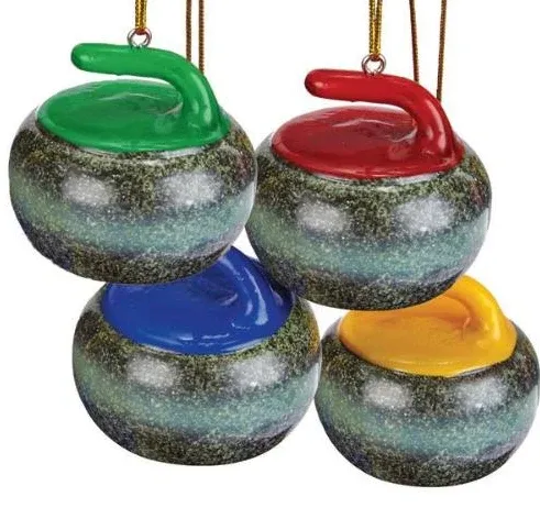 Goldline Curling Rock Ornament - Red