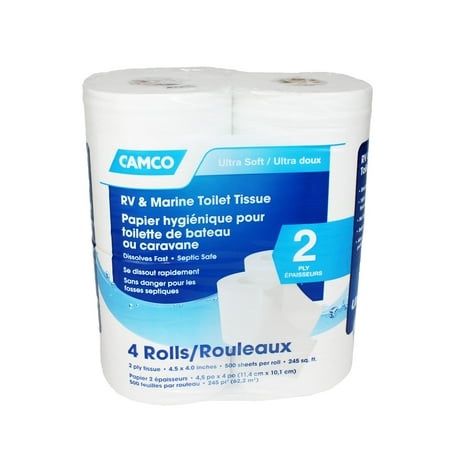 Camco Ultra Soft 2 Ply Septic Safe Toilet Paper 4 Rolls