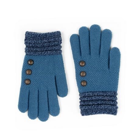 Britt s Knits Original Winter Knitted Gloves With Accent Buttons - Blue (Women s)