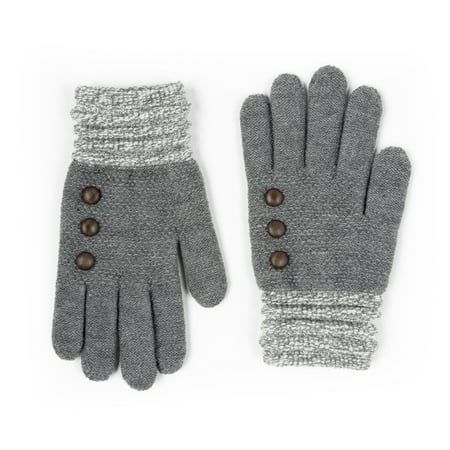 Britt s Knits Original Winter Knitted Gloves With Accent Buttons - Gray (Women s)