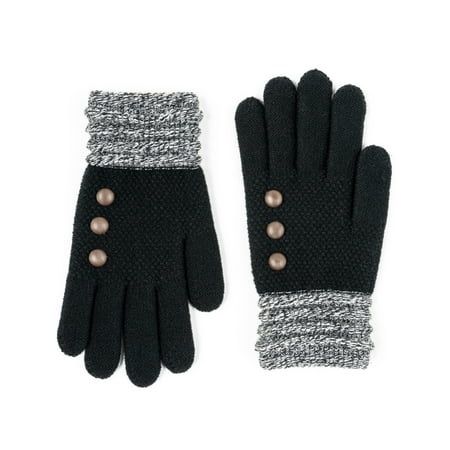 Britt s Knits Original Winter Knitted Gloves With Accent Buttons - Black (Women s)