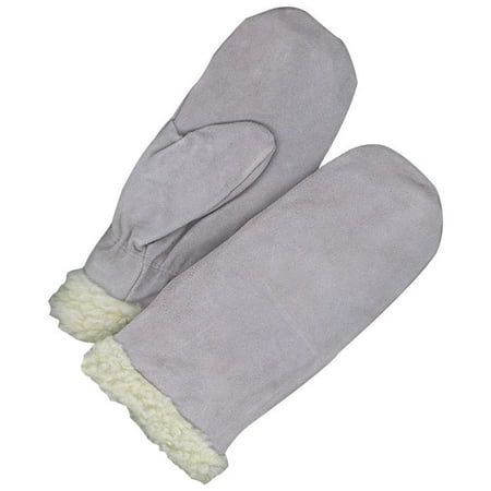 Bob Dale 50-9-1549PL Split Leather Mitt Lined Pile Pearl Grey