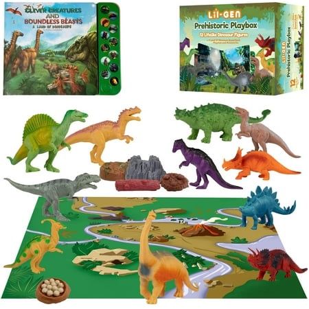Li l-Gen Realistic 7 Dinosaur Toys with Mate for Boys and Girls 3 yrs up - Pack of 12