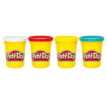 Play-Doh 4 Pack of Classic Non-Toxic Colors for Kids 2+ 4-Ounce Cans (Blue Yellow Red White)