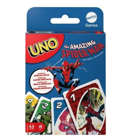 UNO The Amazing Spider-Man Card Game for Kids Adults &amp; Family Night Inspired by Marvel Comic Book Series