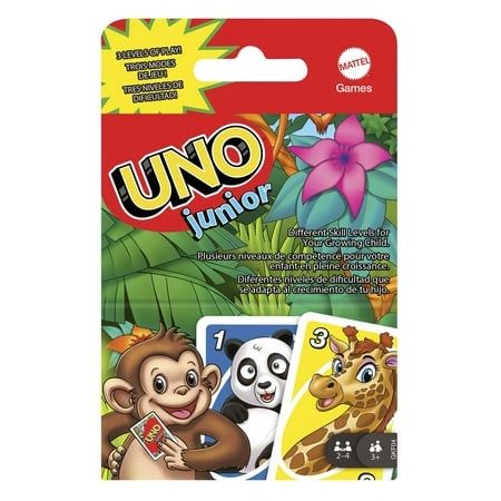 UNO Junior Card Game for Kids with Simple Rules &amp; Animal Matching for 2-4 Players