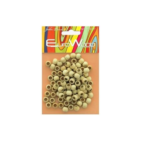 John Bead Euro Wood Beads - Natural Round Large Hole 8 mm x 6.5 mm Pkg of 100