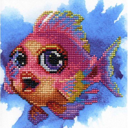 DIAMOND ART BY LEISURE ARTS Diamond Painting Kits For Adults 8x8 Beginner Flirty Fish