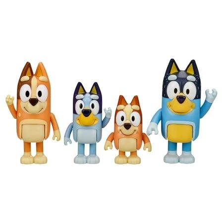 Bluey Family Figure 4-Pack with Mum Dad Bingo Bluey Toys for Kids 3-6 Years