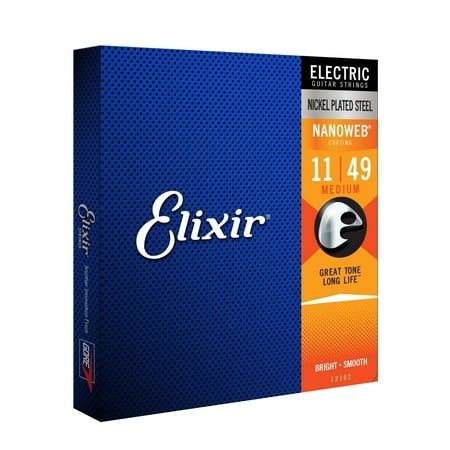 Elixir 12102 Nickel Plated Steel Electric Guitar Strings with NANOWEB Medium 11-49