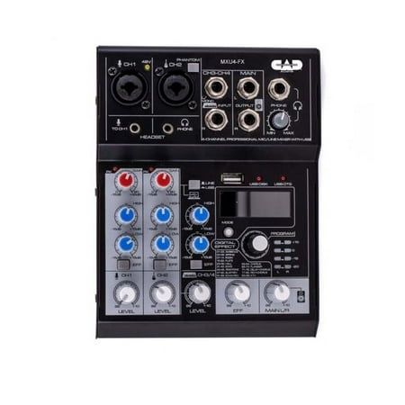 CAD Audio MXU4-FX 4 Channel Mixer with USB Interface and Digital Effects Black
