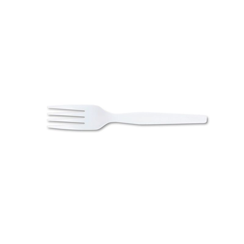 Dixie® Plastic Utensils, Medium-Weight Forks, White, Box Of 100 Forks