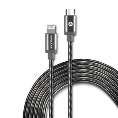 Rock &amp; Stone Pet Proof Metal Braided Lightning To Type-C Cable - 2 Meter