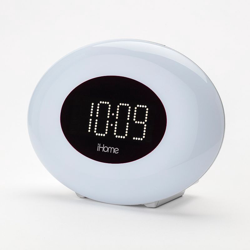 iHome FM Color Changing Alarm Clock Radio with USB Port Silver Speakers and Alarm Clocks