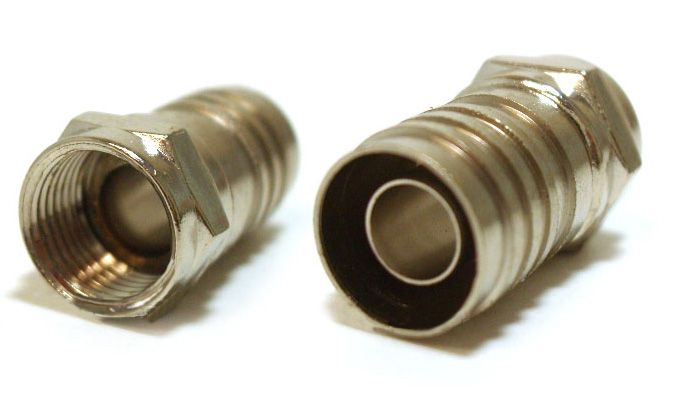 RG6 F Type One Piece Crimp Connector - Silver